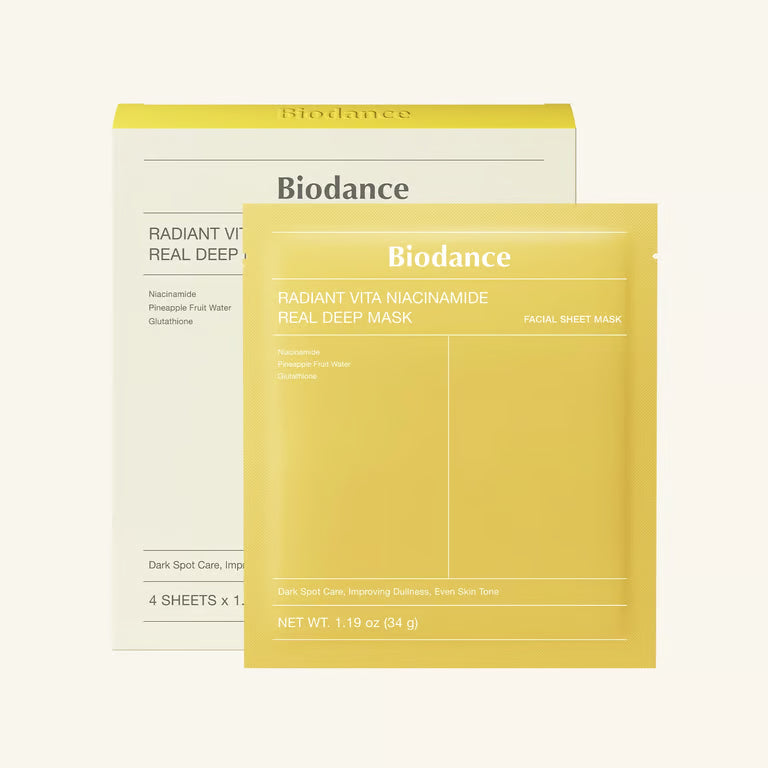 Biodance Radiant Vita Niacinamide Real Deep lakštinė veido kaukė, 34 g