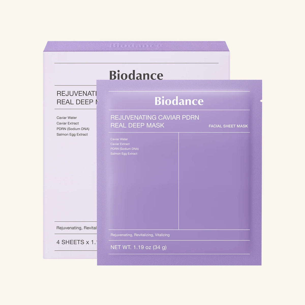 Biodance Rejuvenating Caviar Pdrn Real Deep lakštinė veido kaukė, 34 g